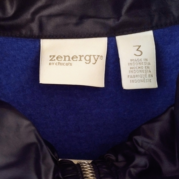 Chico's Cobalt Blue Soft Zenergy Zip Up Jacket XL Striped Athleisure Lounge - Picture 15 of 15